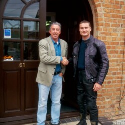 David Coulthard (GBR) meets with Keith Sutton (GBR) at the offices of Sutton Motorsport Images after receiving receiving his Ducati Monster motorcycle from Moto Cinelli.
David Coulthard Receives His Ducati Bike, Towcester, England, 22 November 1996. David Coulthard (GBR) meets with Keith Sutton (GBR) at the offices of Sutton Motorsport Images after receiving receiving his Ducati Monster motorcycle from Moto Cinelli. David Coulthard Receives His Ducati Bike, Towcester, England, 22 November 1996.